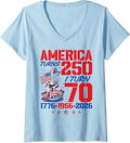 Women's America Turns 250 I Turn 70 250th Anniversary 70th Birthday V-Neck T-Shirt Unisex T-shirt, Sweatshirt, Hoodie, Long Sleeve Tee - T-Shirt, Sweatshirt, Hoodie