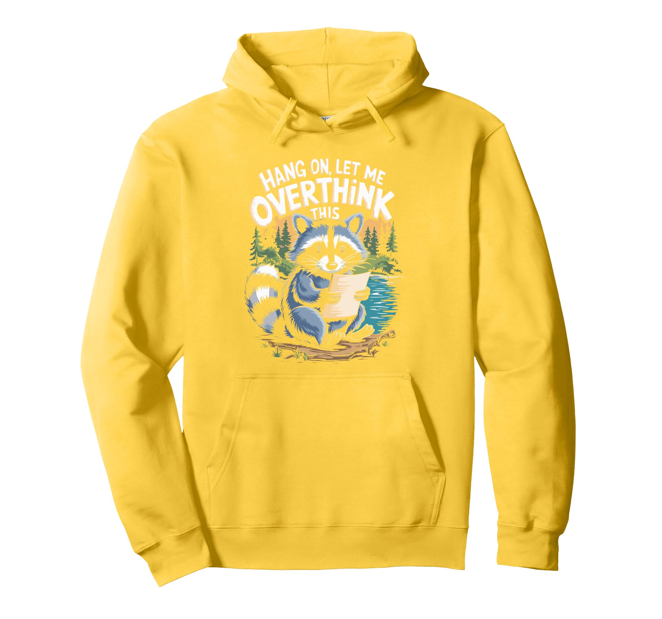 Funny Raccoon Overthinking Coffee Meme Hoodie - Graphic Print Men Women - T-Shirt, Sweatshirt, Hoodie