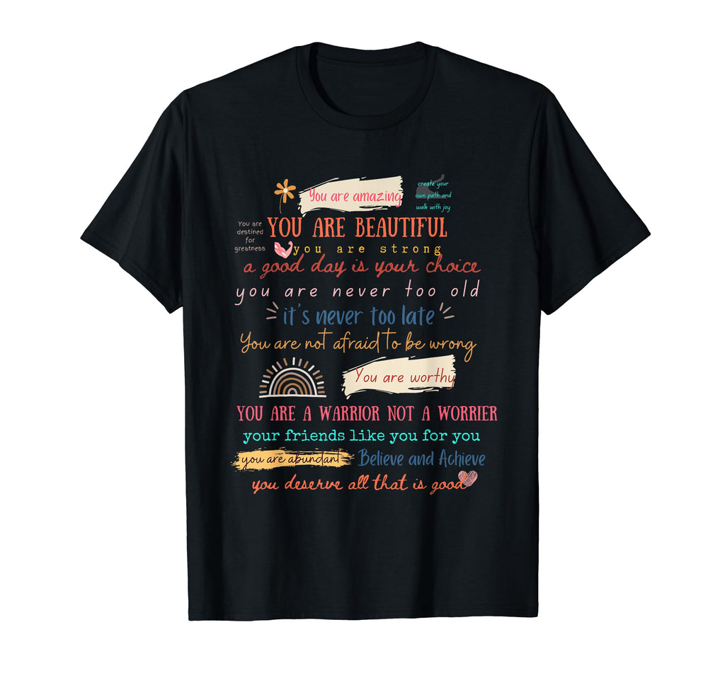 Positive Affirmation Daily Mantras T-Shirt - Custom Art Print Unisex - T-Shirt, Sweatshirt, Hoodie