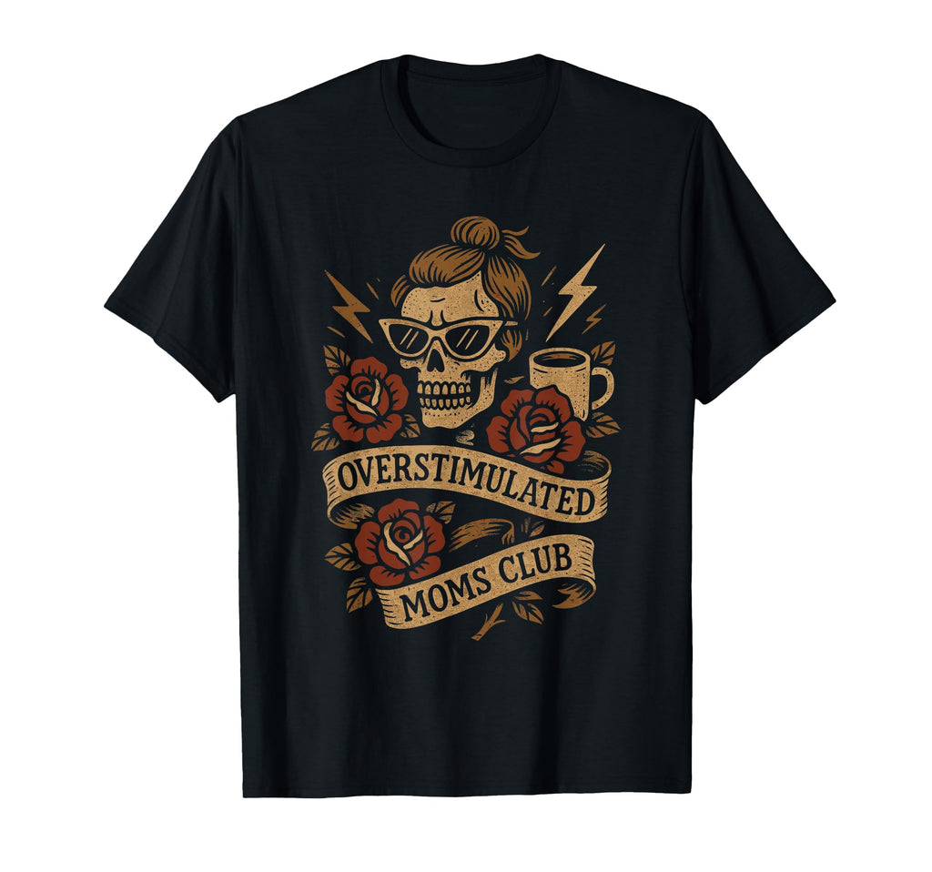 Overstimulated Moms Club Groovy T-Shirt - Minimalist Print Unisex - T-Shirt, Sweatshirt, Hoodie