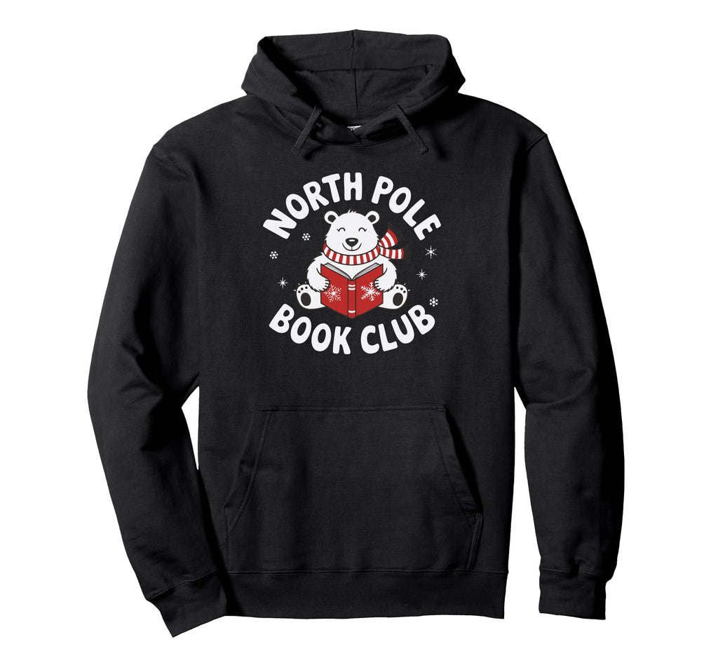 North Pole Book Club Polar Bear Reading Hoodie - Trendy Graphic for Adults - T-Shirt, Sweatshirt, Hoodie