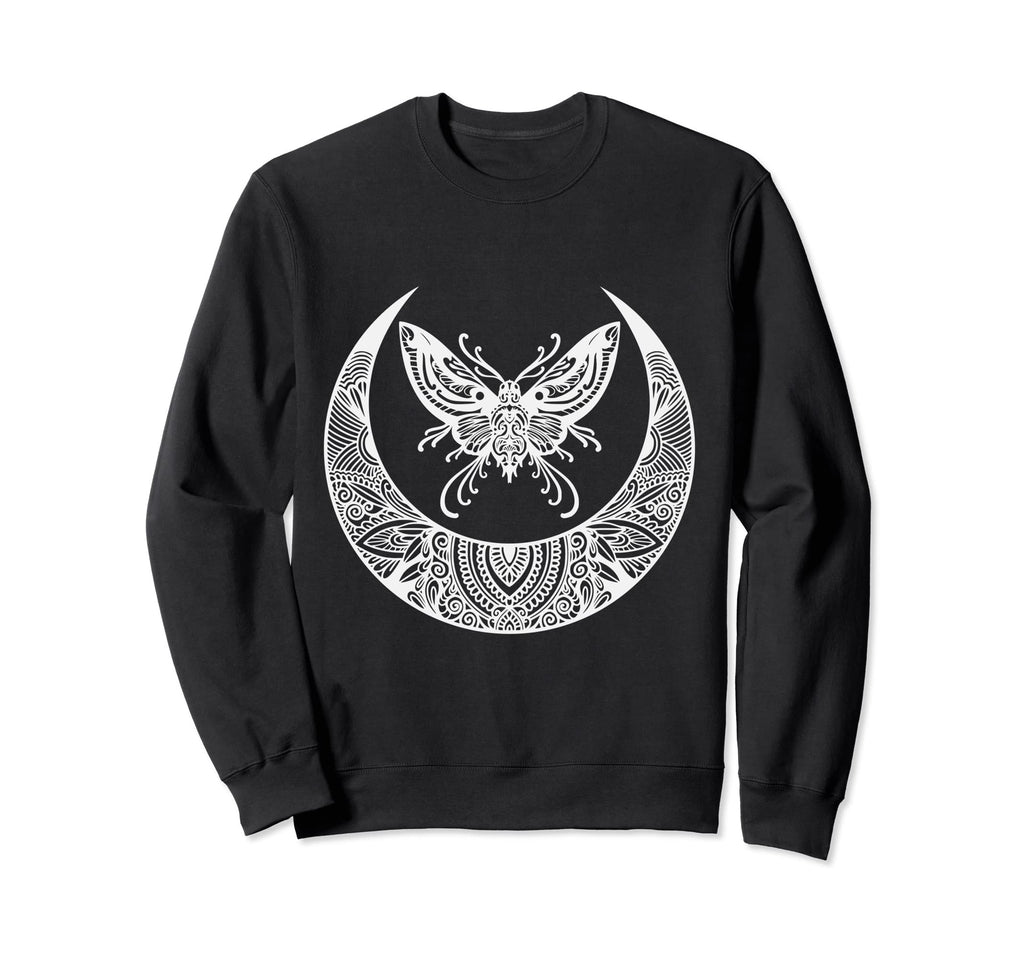 Crescent Moon Moth Goth Horror Sweatshirt - Custom Art Print Men Women - T-Shirt, Sweatshirt, Hoodie