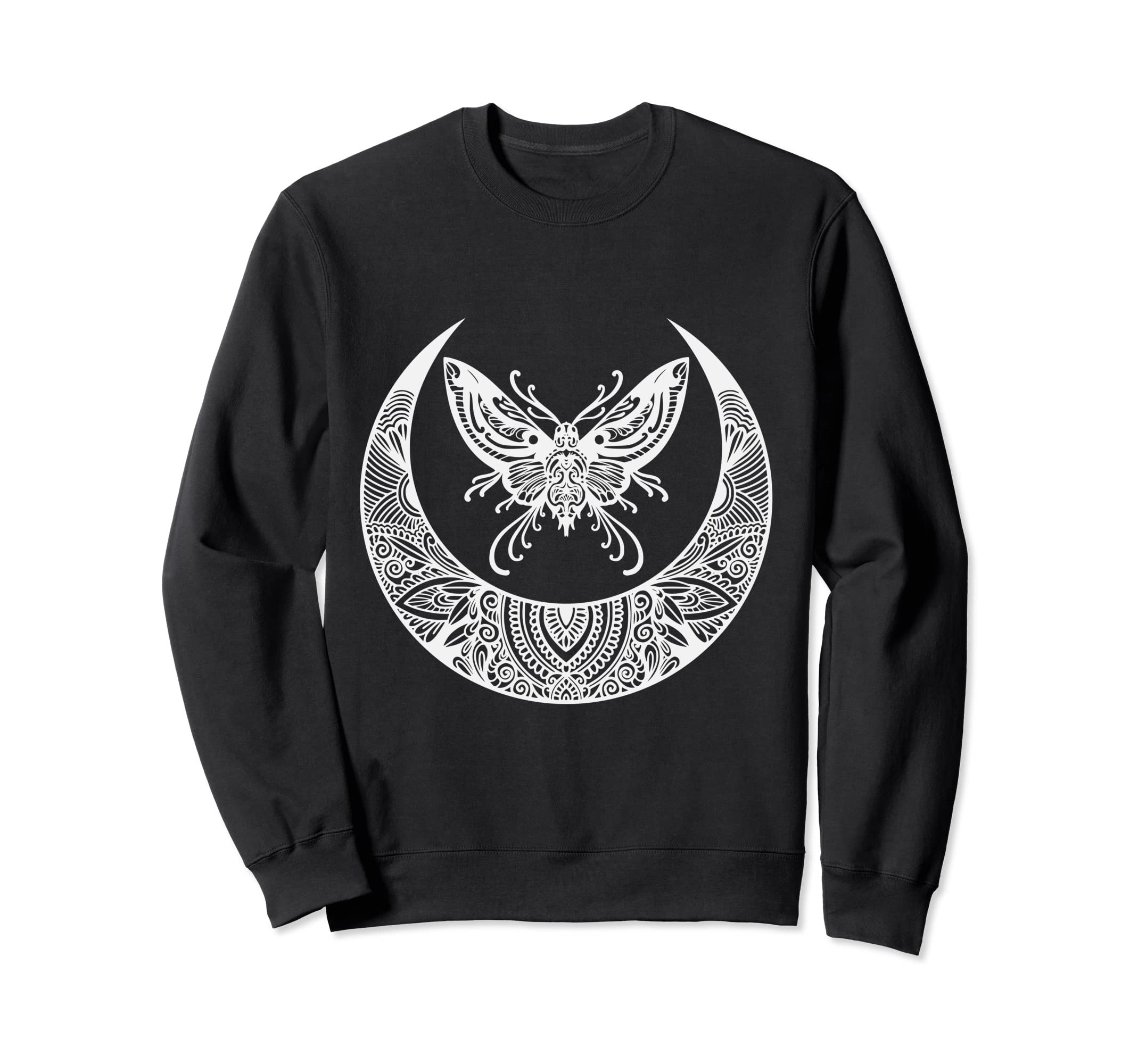 Crescent Moon Moth Goth Horror Sweatshirt - Custom Art Print Men Women - T-Shirt, Sweatshirt, Hoodie