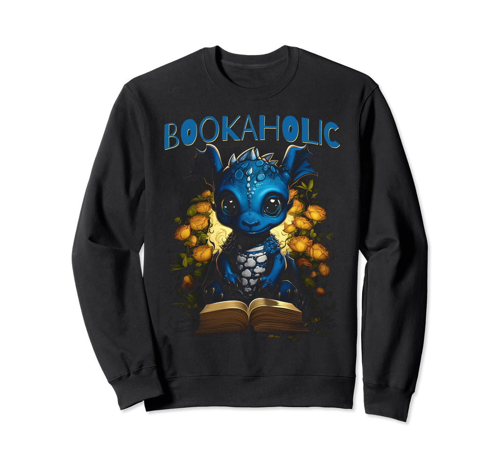 Books Bookaholic Dragon Bookish Reading Sweatshirt - Unique Graphic Unisex - T-Shirt, Sweatshirt, Hoodie