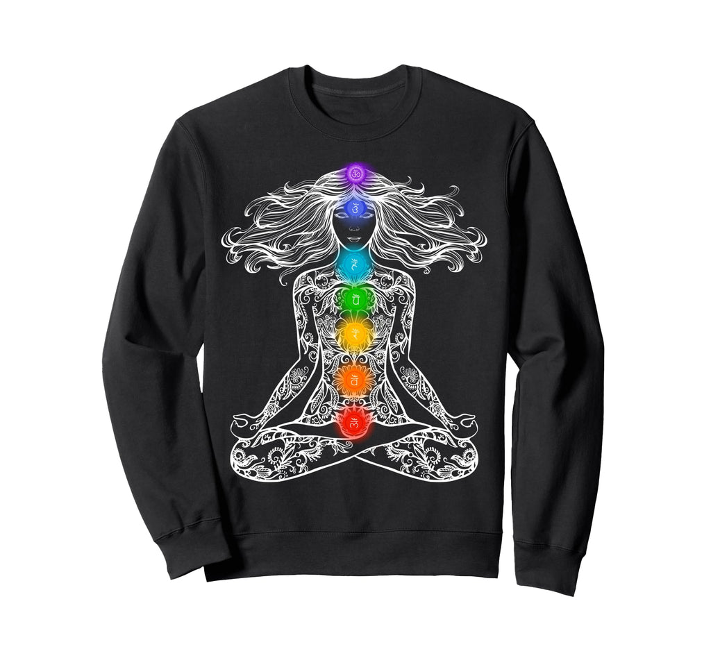 Yoga Lotus Pose Chakras Mandala Sweatshirt - Unique Graphic for Adults - T-Shirt, Sweatshirt, Hoodie
