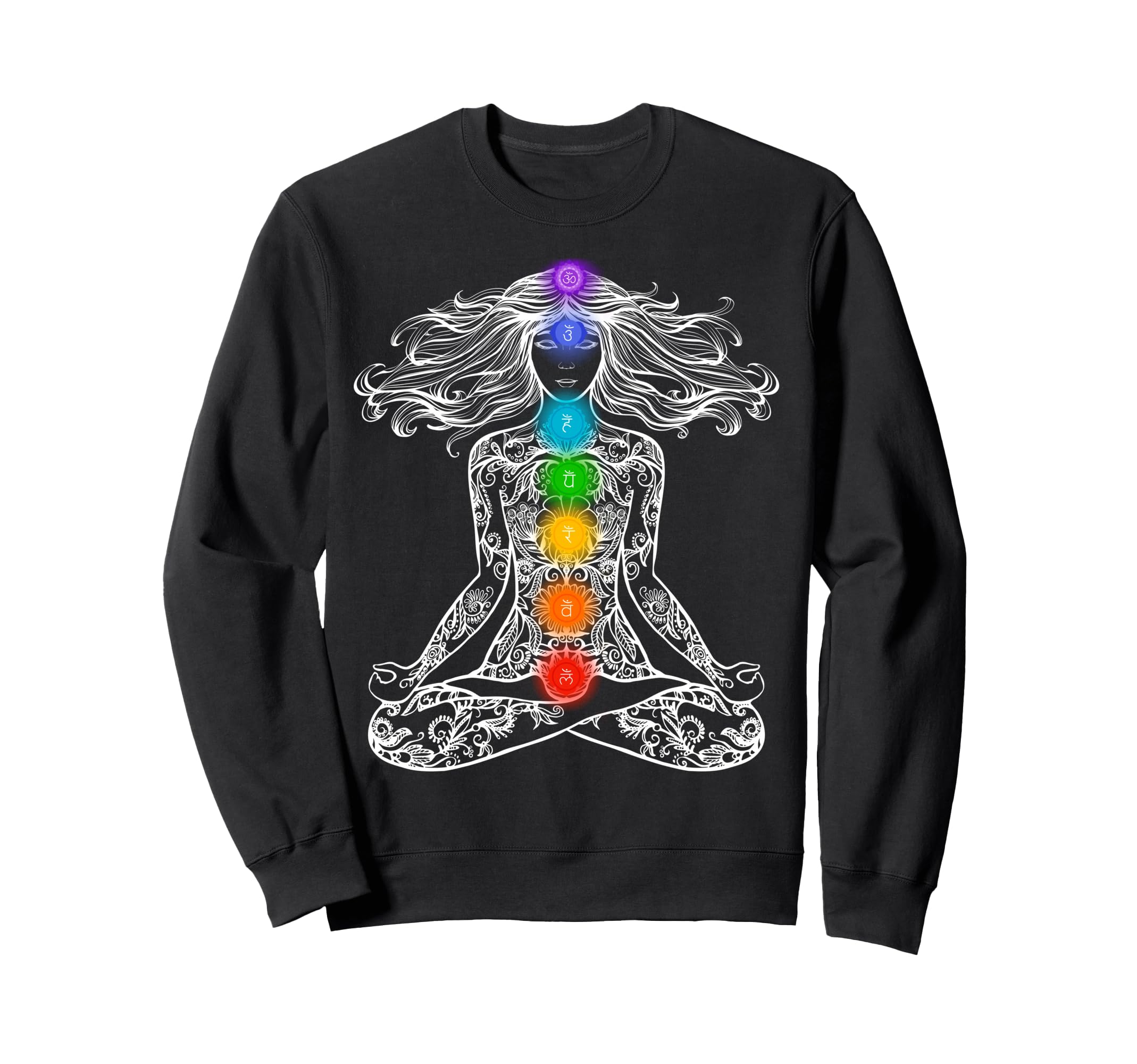 Yoga Lotus Pose Chakras Mandala Sweatshirt - Unique Graphic for Adults - T-Shirt, Sweatshirt, Hoodie