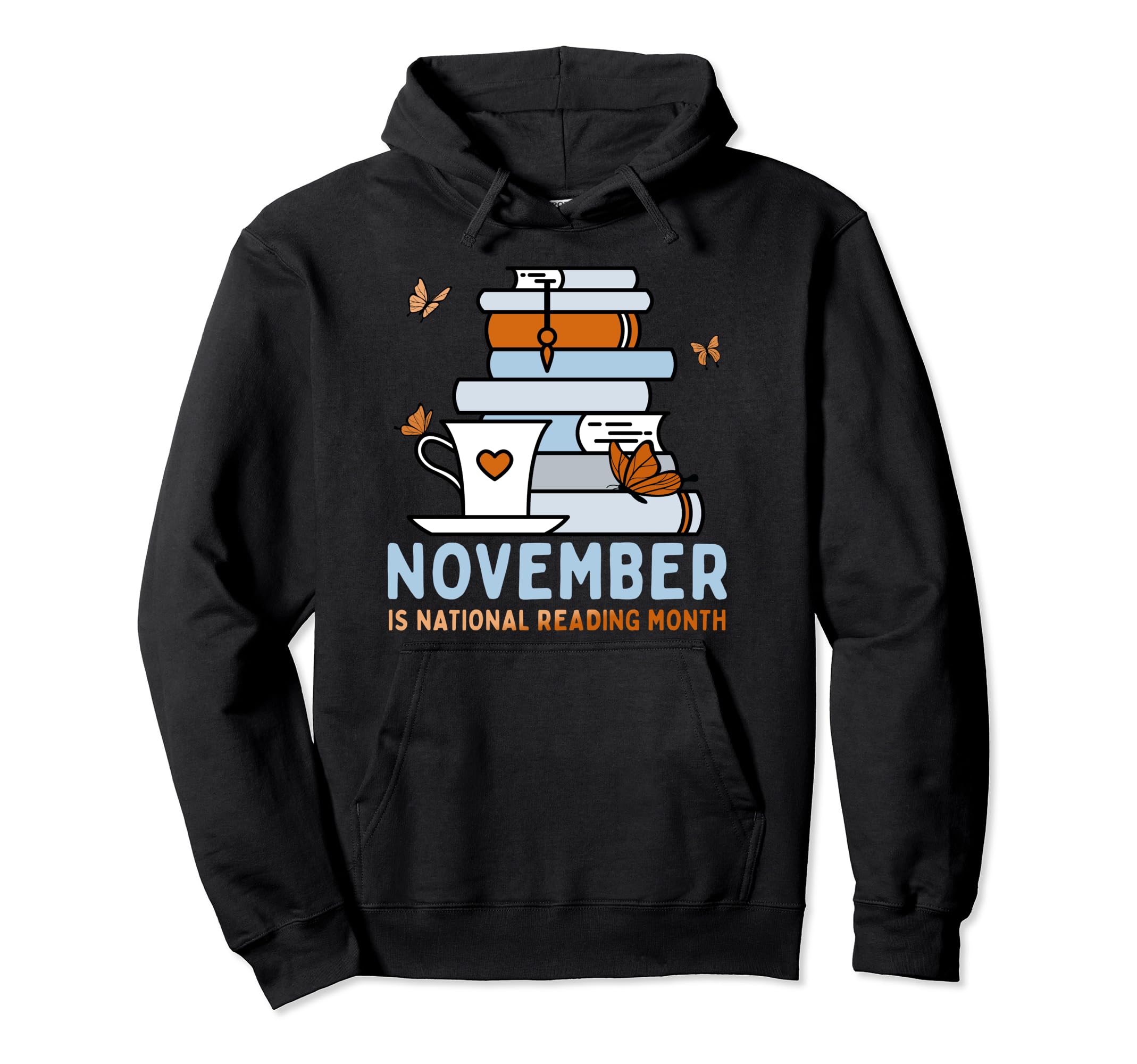 November Is National Reading Month Hoodie - Minimalist Print for Adults - T-Shirt, Sweatshirt, Hoodie