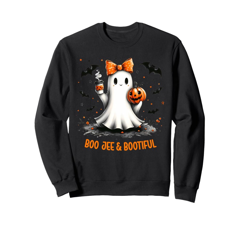 Boo Jee Ghost Drinking Coffee Sweatshirt - Trendy Graphic for Adults - T-Shirt, Sweatshirt, Hoodie