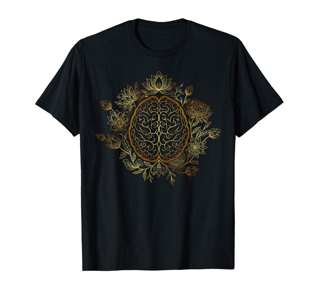 Elegant Floral Brain Lotus Spiritual T-Shirt - Fun Novelty Design Unisex - T-Shirt, Sweatshirt, Hoodie