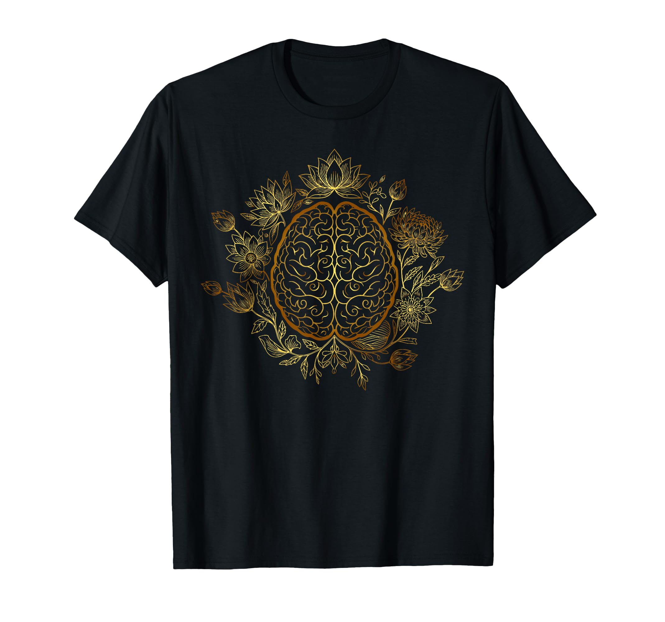 Elegant Floral Brain Lotus Spiritual T-Shirt - Fun Novelty Design Unisex - T-Shirt, Sweatshirt, Hoodie