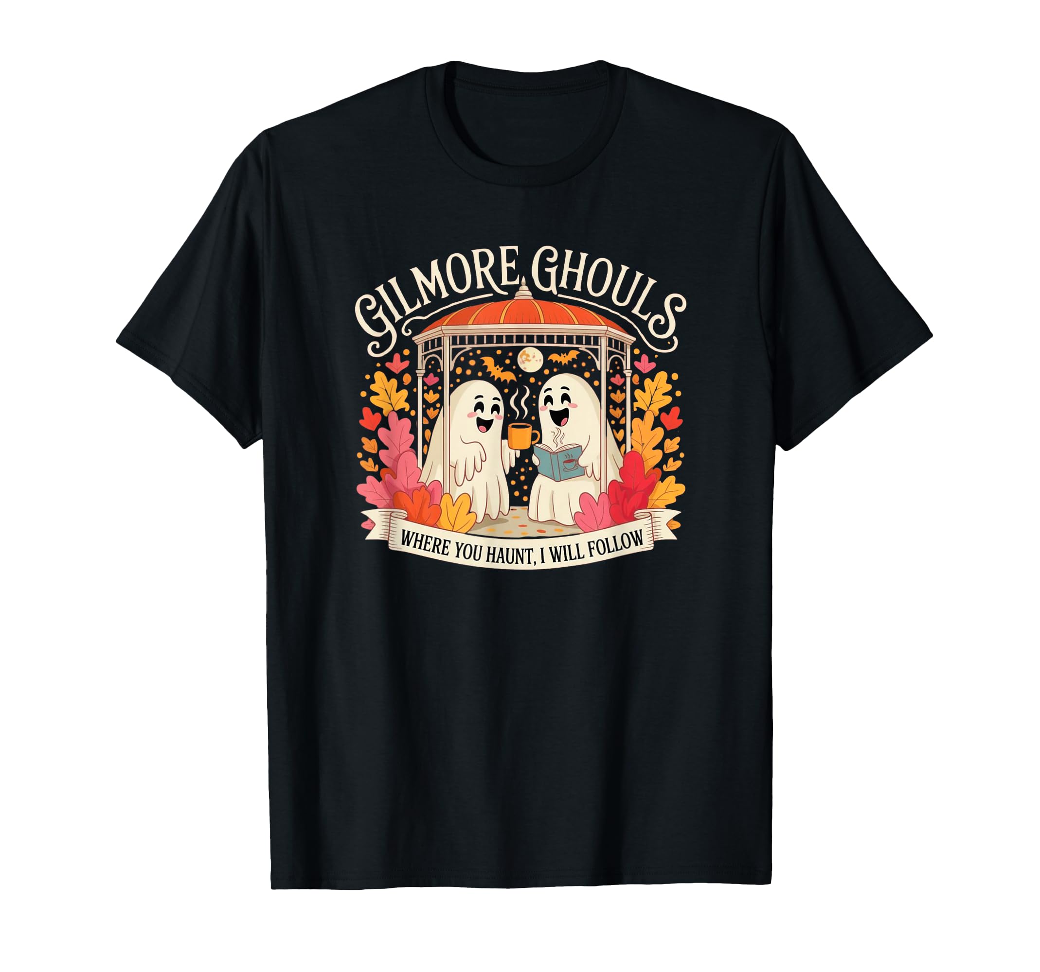 Halloween Ghosts Coffee Books T-Shirt - Fun Novelty Design for Adults - T-Shirt, Sweatshirt, Hoodie