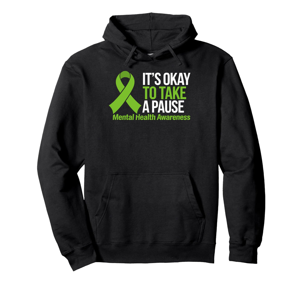 Funny Take Pause Ribbon Mental Health Hoodie - Casual Everyday Wear Unisex - T-Shirt, Sweatshirt, Hoodie