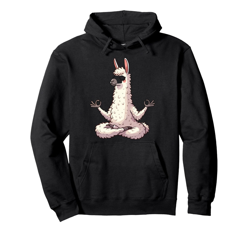 Meditation Llama Yoga Pose Relaxing Hoodie - Aesthetic Graphic Men Women - T-Shirt, Sweatshirt, Hoodie