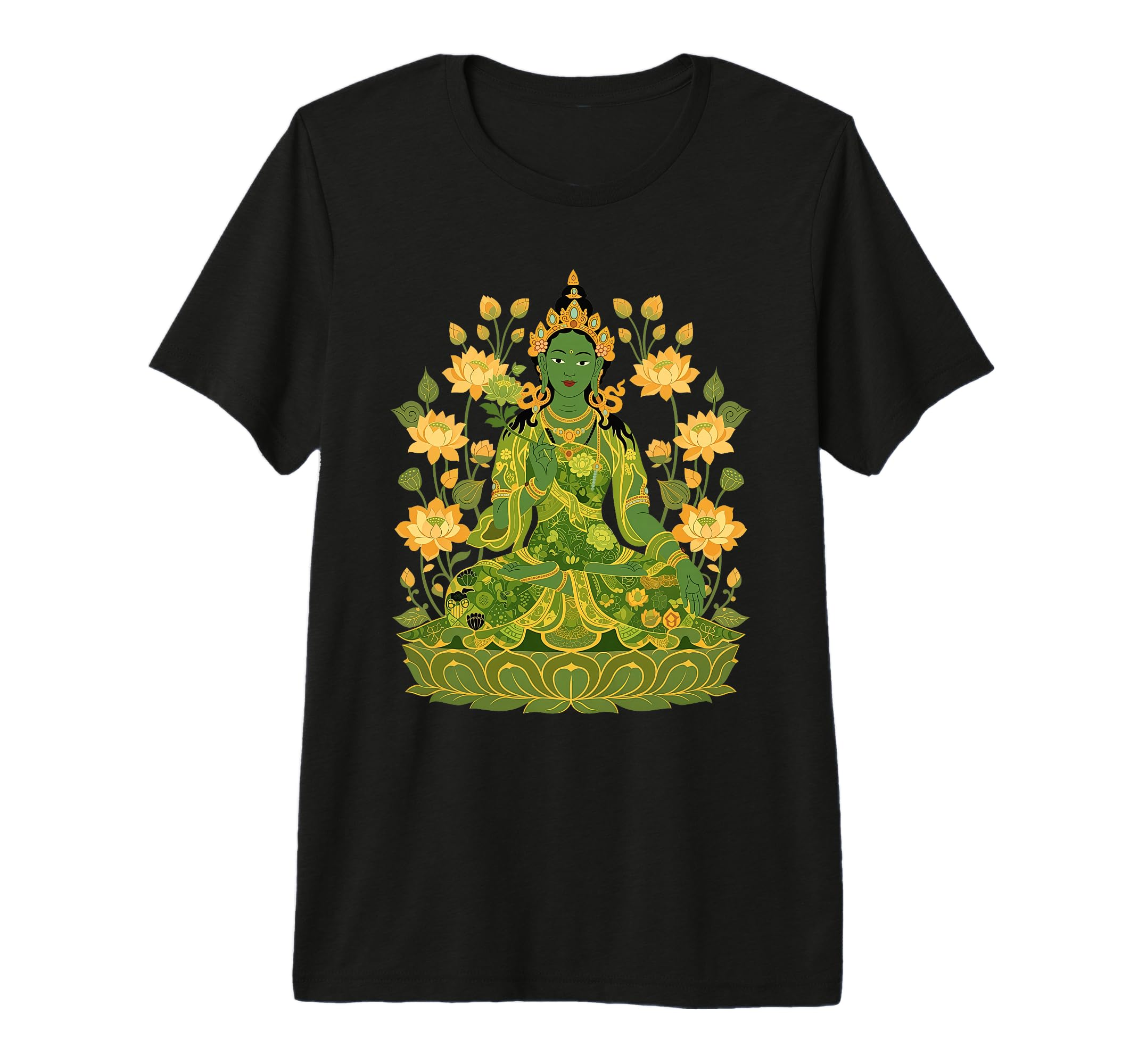 Green Tara Tibetan Buddhism Lotus T-Shirt - Graphic Print for Adults - T-Shirt, Sweatshirt, Hoodie