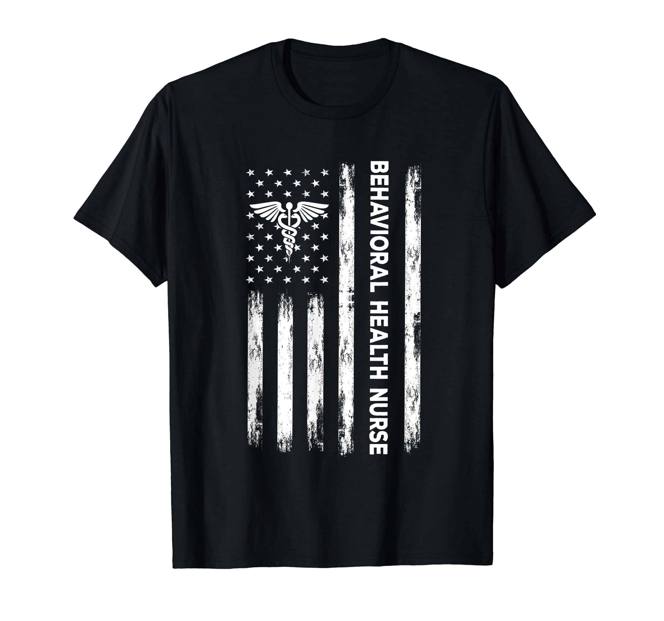 American Flag Behavioral Health Nurse T-Shirt - Unique Graphic Unisex - T-Shirt, Sweatshirt, Hoodie