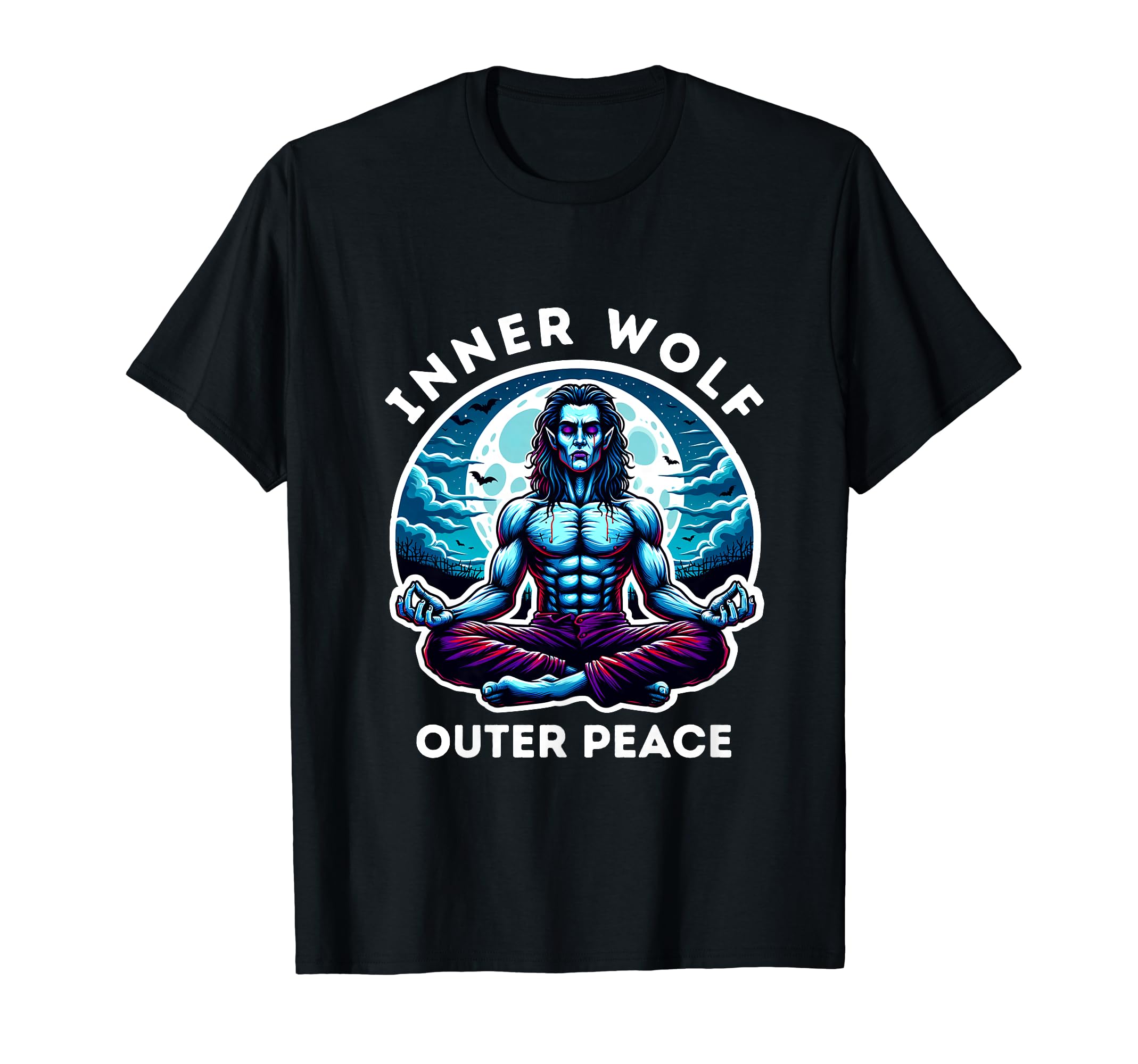 Meditating Werewolf Moonlight Horror T-Shirt - Streetwear Style Men Women - T-Shirt, Sweatshirt, Hoodie