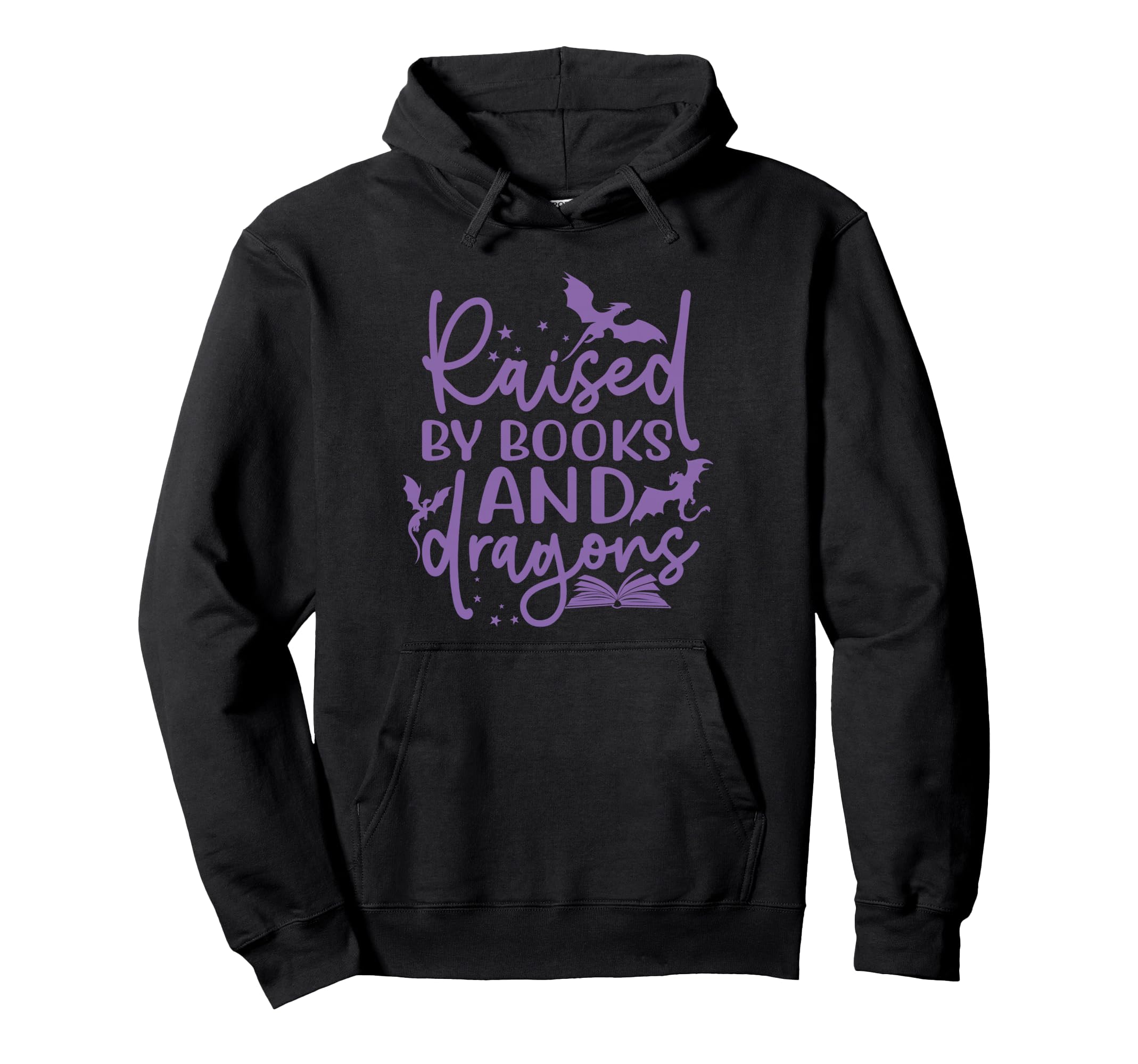 Raised Books And Dragons Fantasy Book Hoodie - Novelty Apparel for Adults - T-Shirt, Sweatshirt, Hoodie
