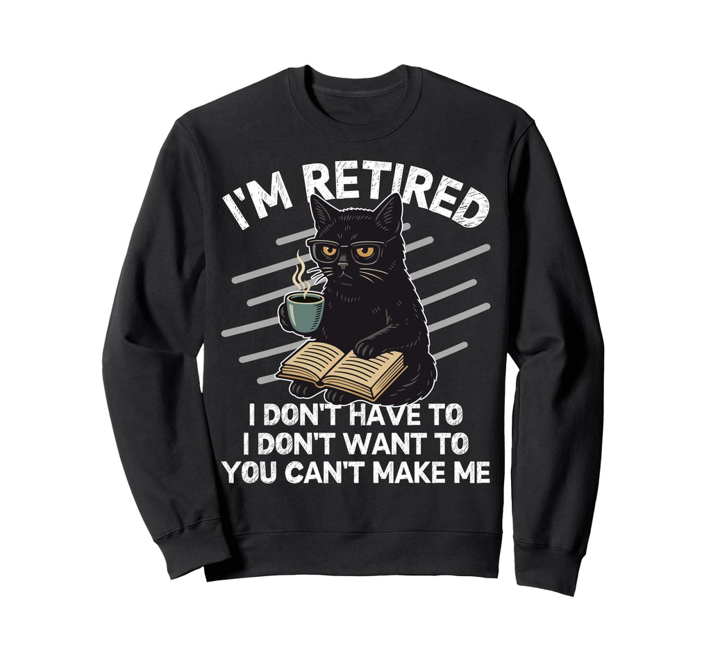 Relaxing Black Cat Book And Sweatshirt - Fun Novelty Design for Adults - T-Shirt, Sweatshirt, Hoodie