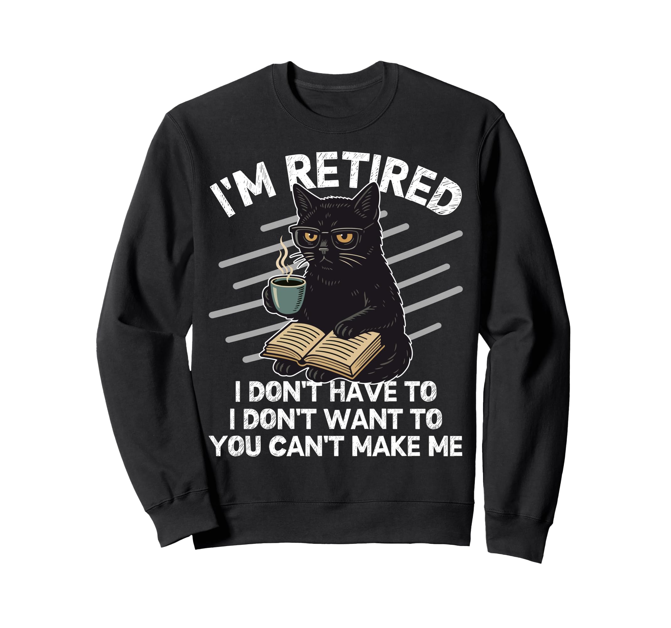 Relaxing Black Cat Book And Sweatshirt - Fun Novelty Design for Adults - T-Shirt, Sweatshirt, Hoodie