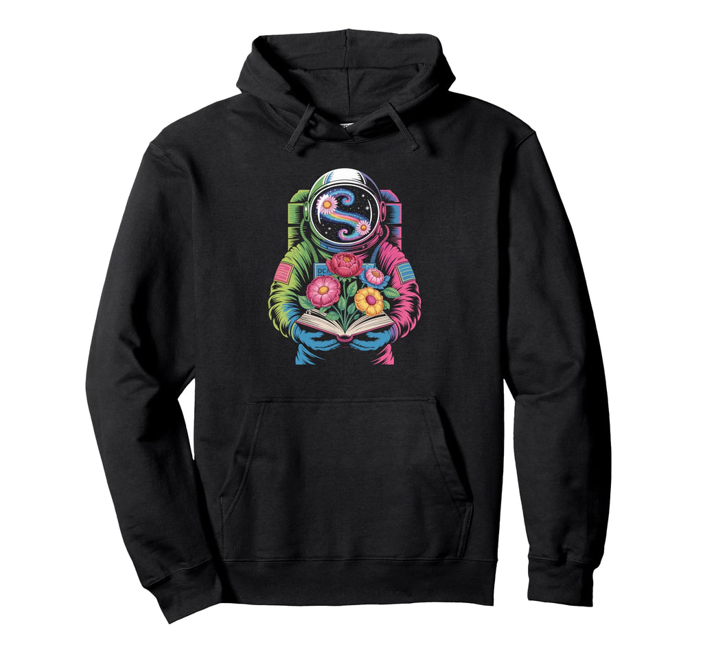 Space Astronaut Reading Colorful Hoodie - Streetwear Style for Adults - T-Shirt, Sweatshirt, Hoodie