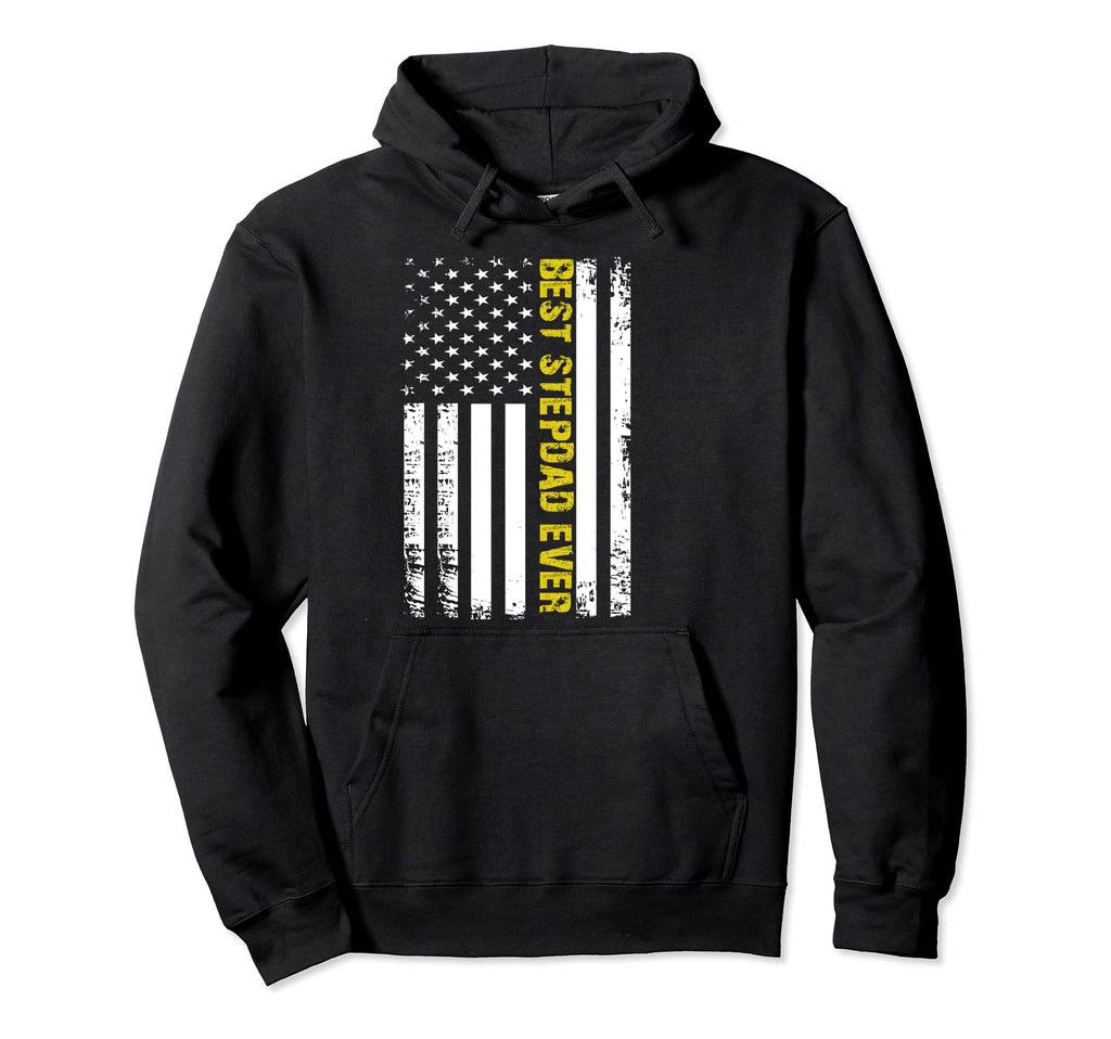 Best Step Dad Ever Patriotic Usa Hoodie - Minimalist Print Men Women - T-Shirt, Sweatshirt, Hoodie