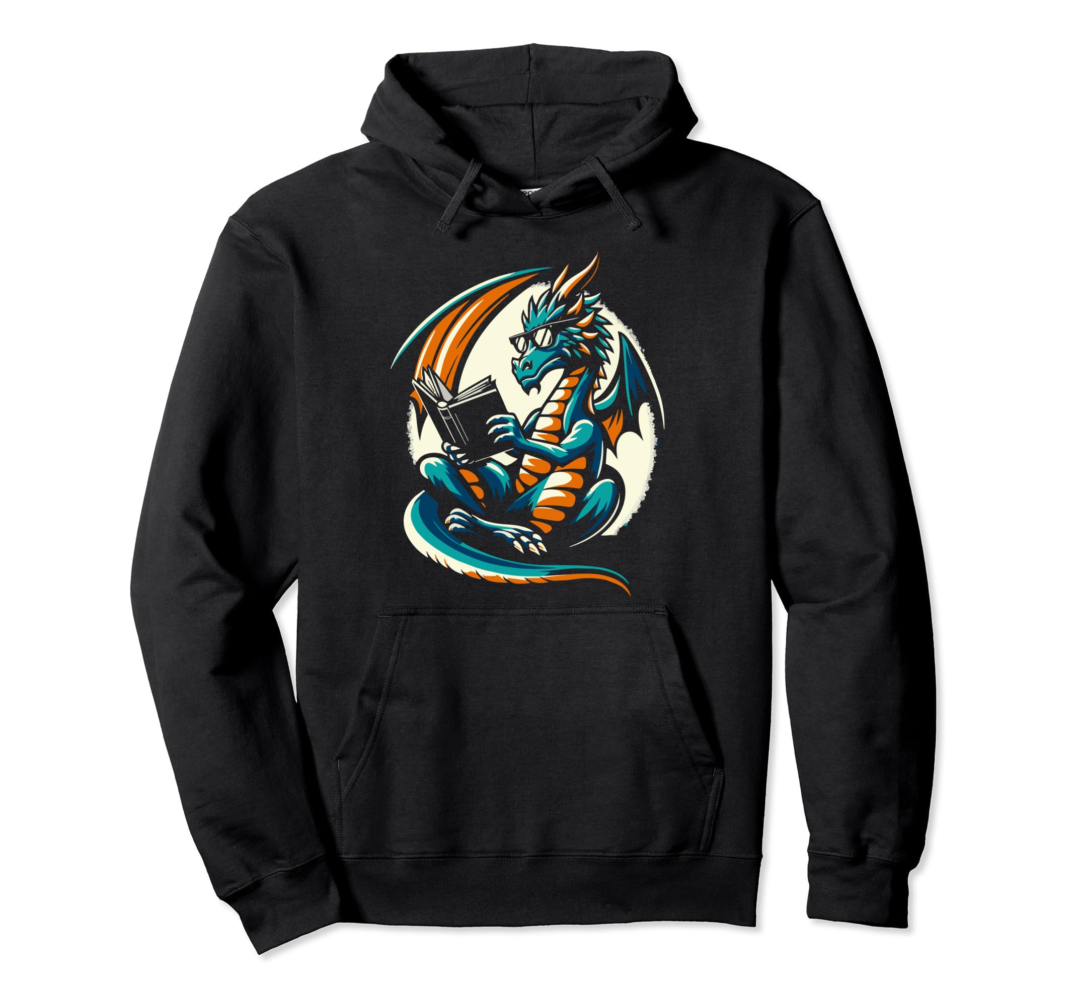 Dragon Reading Book Dragon Hoodie - Fun Novelty Design for Adults - T-Shirt, Sweatshirt, Hoodie