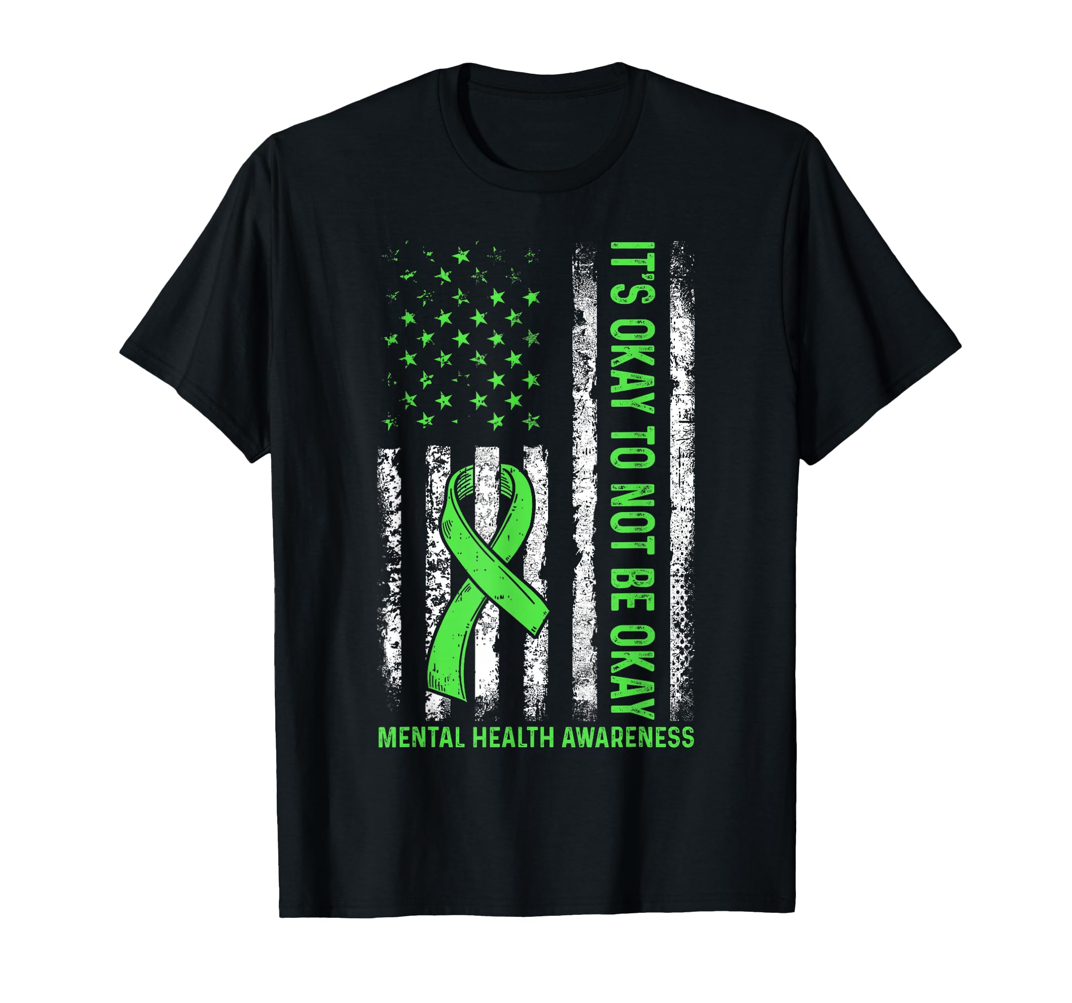 Its Okay To Not Be Okay Us Flag Mental T-Shirt - Trendy Graphic for Adults - T-Shirt, Sweatshirt, Hoodie