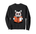 Cat Reading Book Nerd Kitty Bookworm Sweatshirt - Fun Novelty Design Unisex - T-Shirt, Sweatshirt, Hoodie