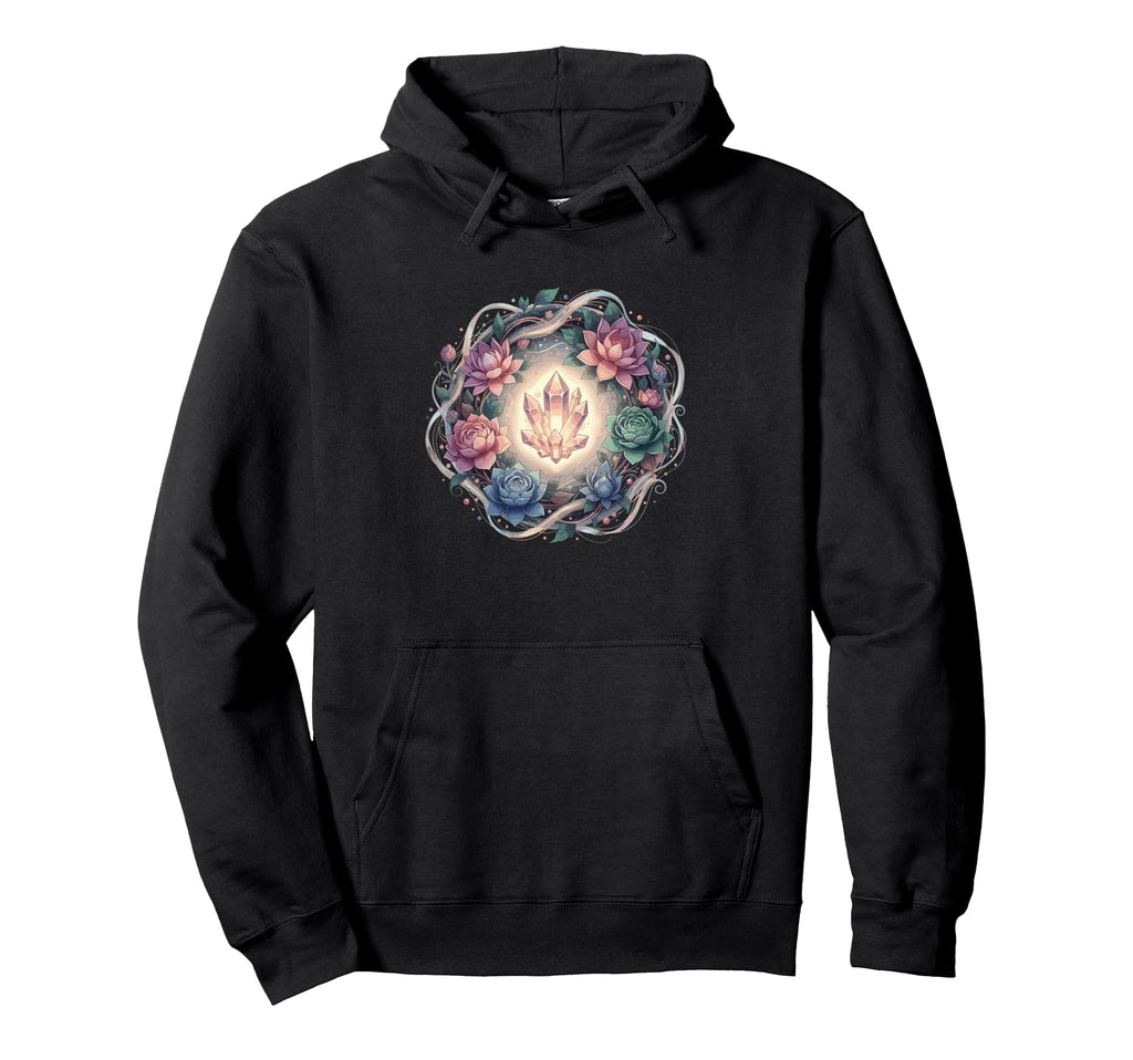 Radiant Healing Crystal Lotus Succulent Hoodie - Trendy Graphic Unisex - T-Shirt, Sweatshirt, Hoodie