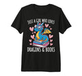 Just Who Loves Dragons And Books Reading T-Shirt - Trendy Graphic Unisex - T-Shirt, Sweatshirt, Hoodie