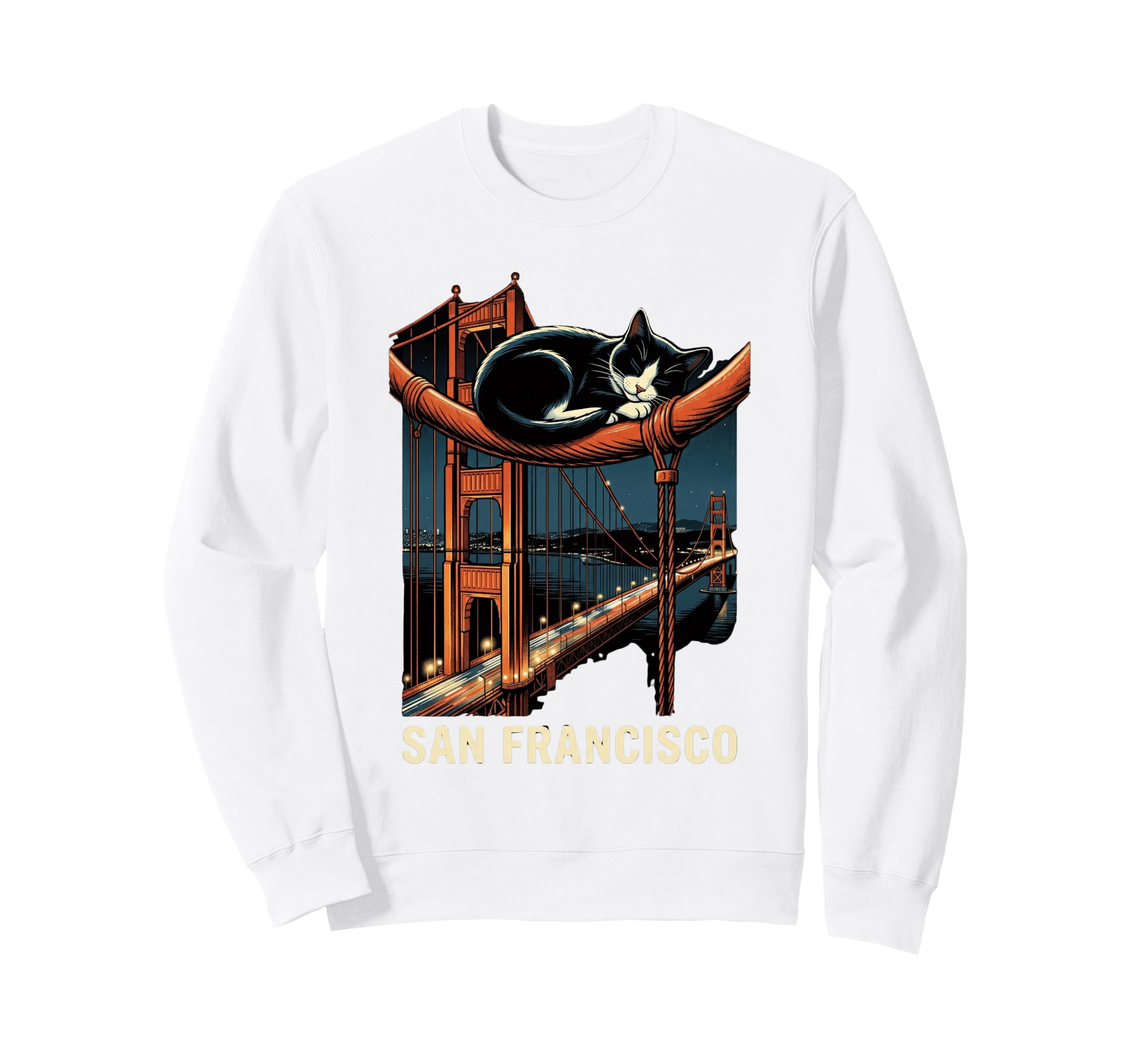 San Francisco Cat Golden Gates Sweatshirt - Casual Everyday Wear Men Women - T-Shirt, Sweatshirt, Hoodie