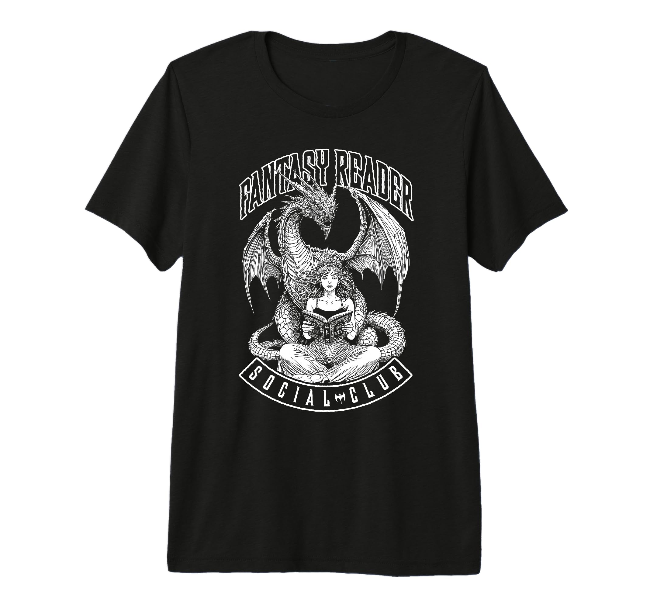 Fantasy Reader Social Club Book Dragon T-Shirt - Unique Graphic Men Women - T-Shirt, Sweatshirt, Hoodie