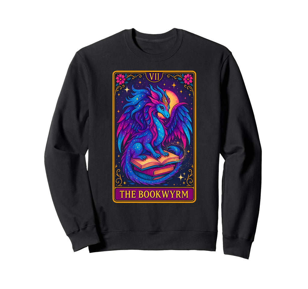Dragon Tarot Card Bookwyrm Book Sweatshirt - Aesthetic Graphic Unisex - T-Shirt, Sweatshirt, Hoodie
