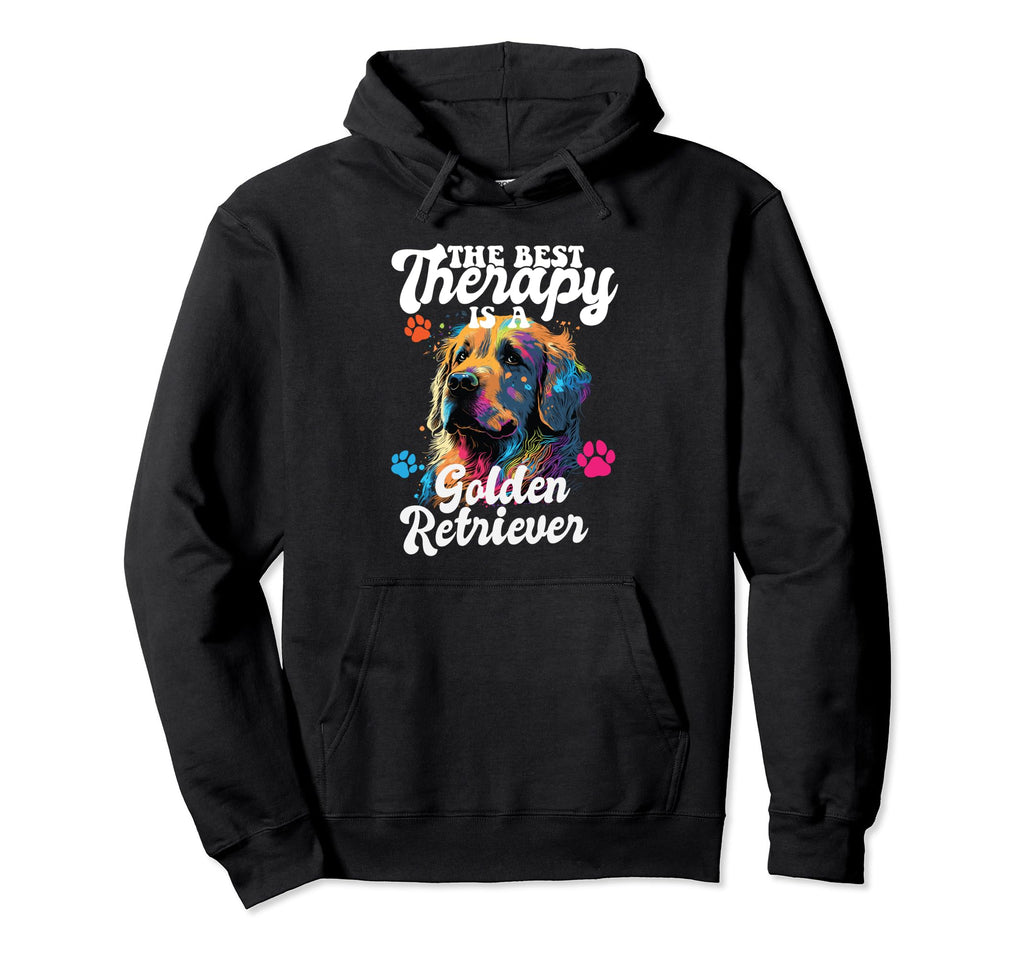 Best Therapy Is Golden Retriever Dog Hoodie - Novelty Apparel for Adults - T-Shirt, Sweatshirt, Hoodie