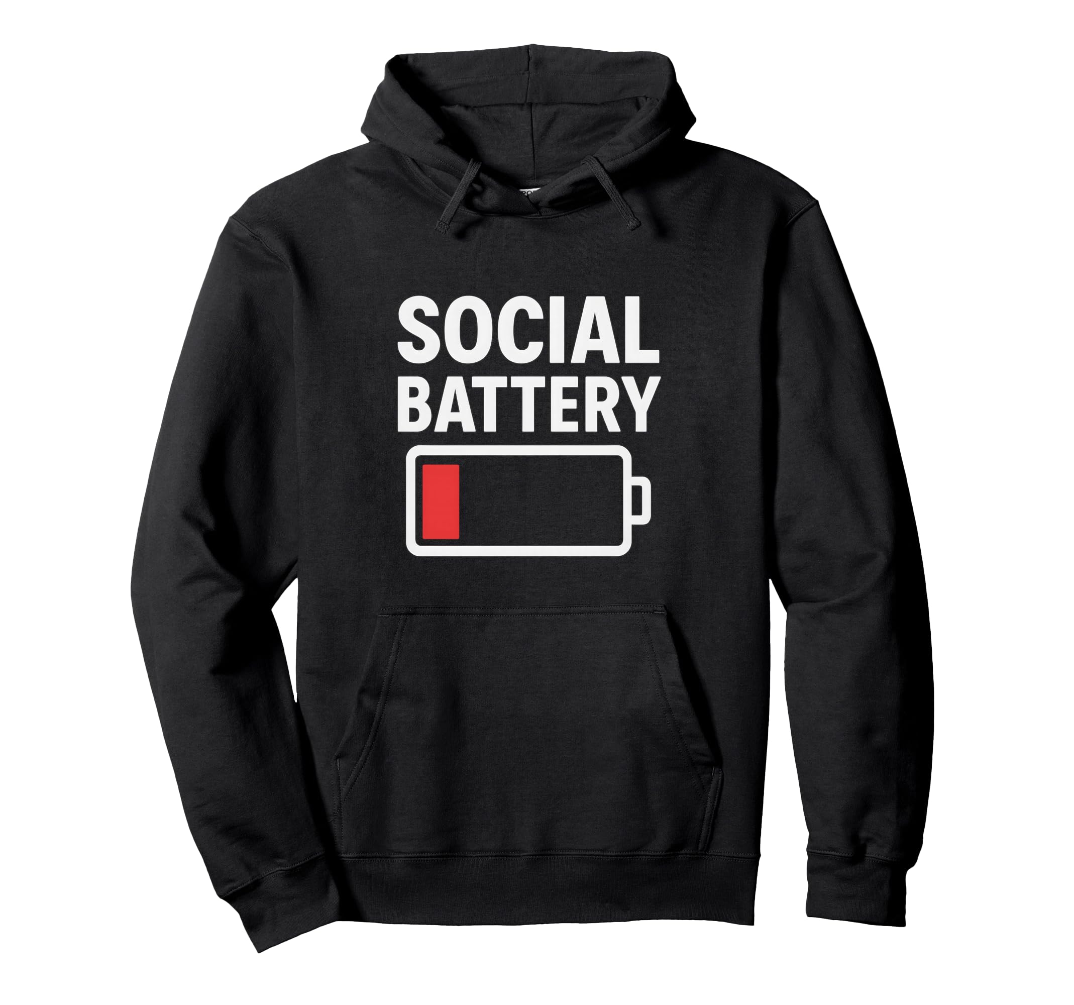 Funny Social Battery Low Power Hoodie - Trendy Graphic for Adults - T-Shirt, Sweatshirt, Hoodie