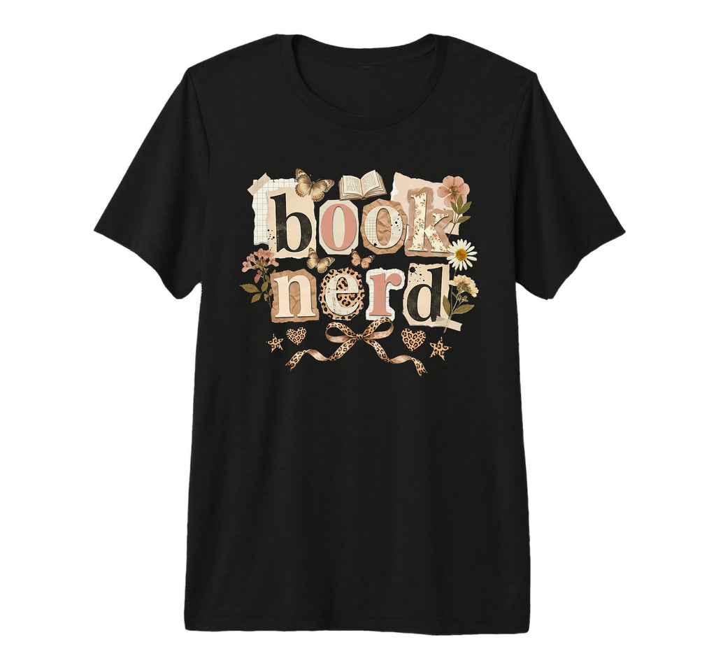 Book Nerd Floral Aesthetic Leopard Tri T-Shirt - Minimalist Print Unisex - T-Shirt, Sweatshirt, Hoodie