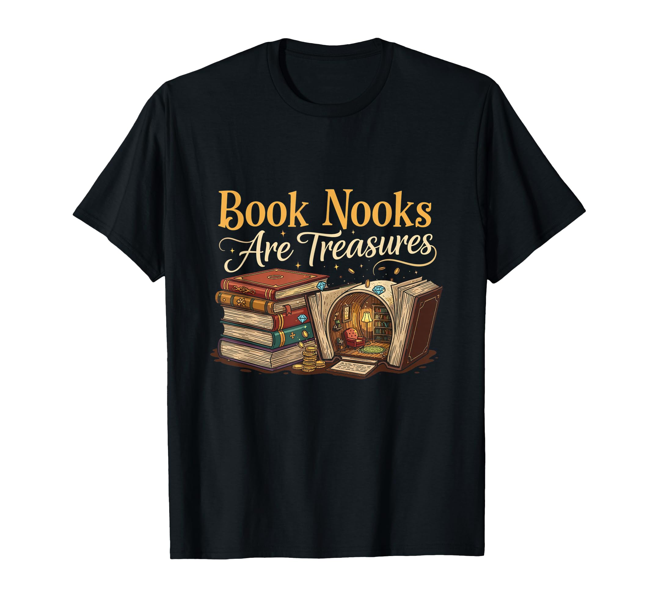 Book Nooks Are Treasures Cozy Reading T-Shirt - Custom Art Print Unisex - T-Shirt, Sweatshirt, Hoodie