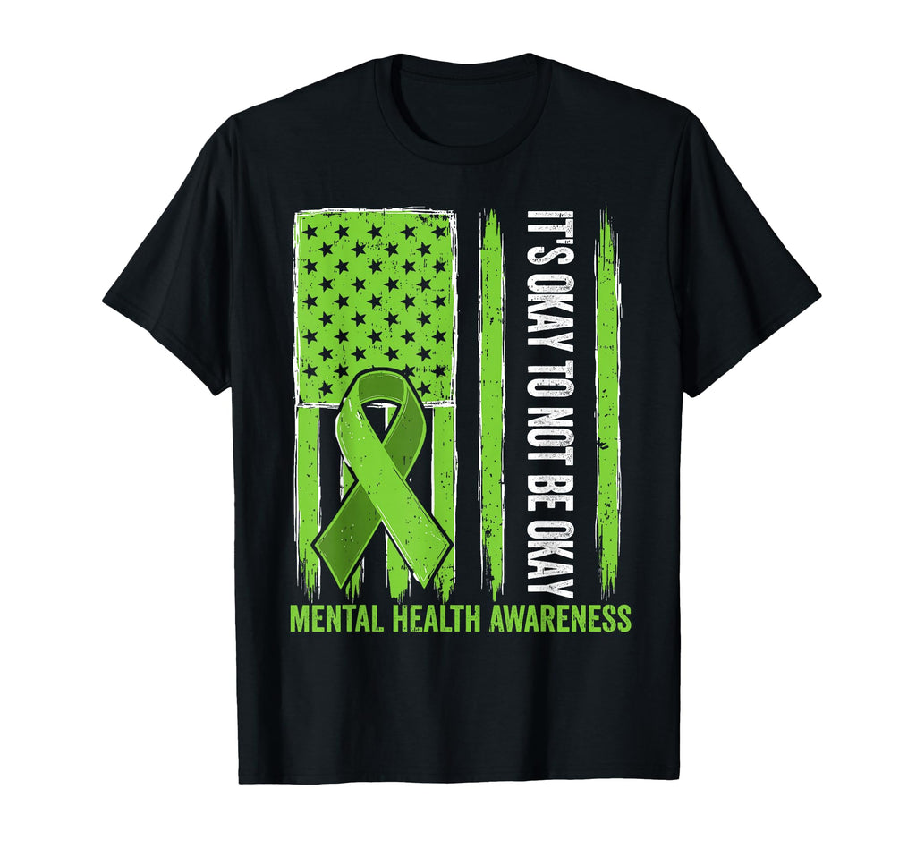 Us Flag Mental Health Awareness Its Okay T-Shirt - Custom Art Print Unisex - T-Shirt, Sweatshirt, Hoodie