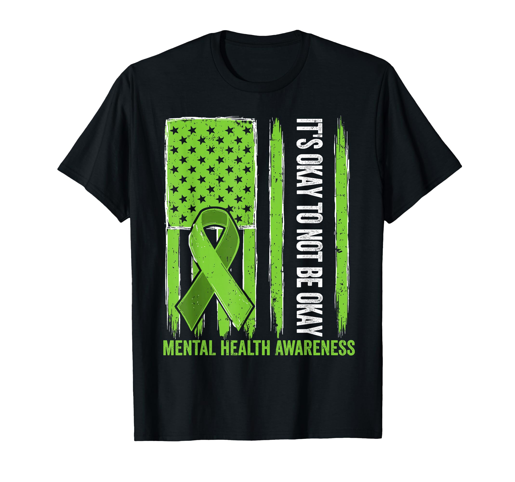Us Flag Mental Health Awareness Its Okay T-Shirt - Custom Art Print Unisex - T-Shirt, Sweatshirt, Hoodie