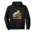 Cat Sleeping Books Reading Literature Hoodie - Graphic Print for Adults - T-Shirt, Sweatshirt, Hoodie