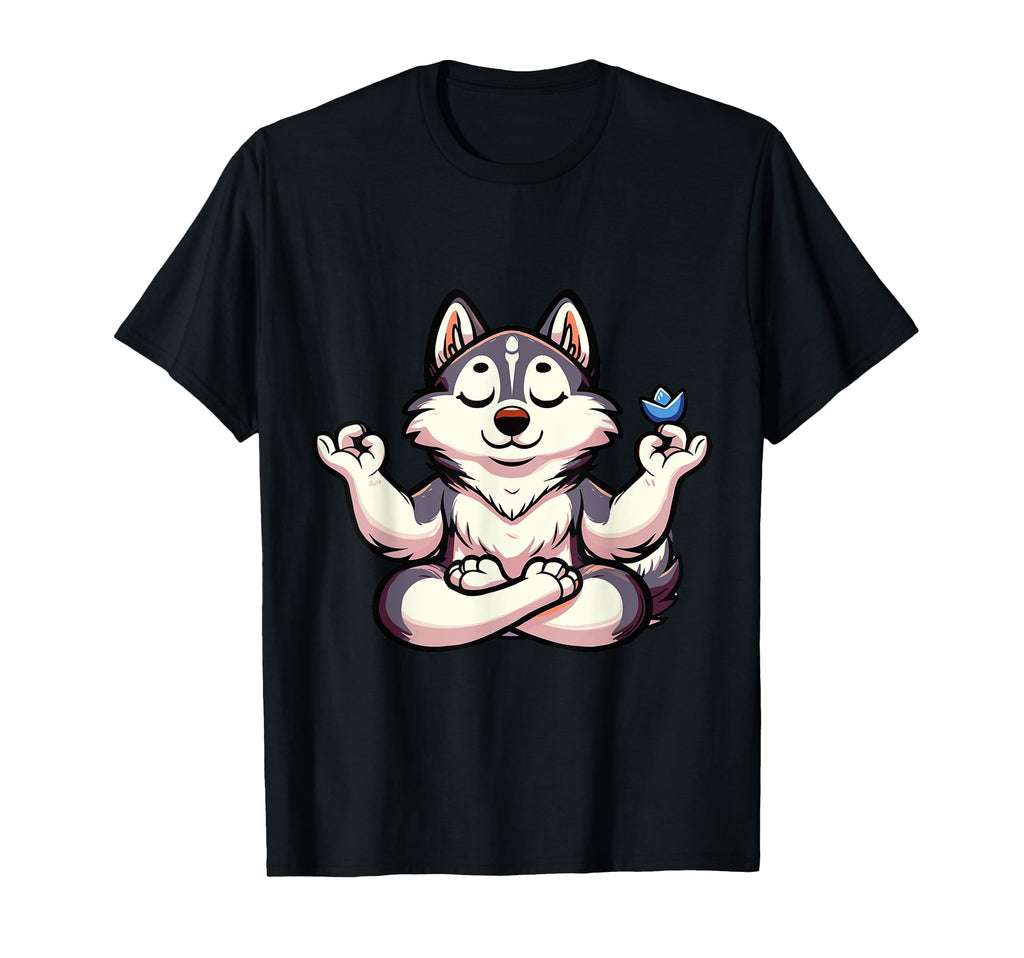 Meditation Huskey Yoga Pose Relaxing Animal T-Shirt - Trendy Graphic Unisex - T-Shirt, Sweatshirt, Hoodie