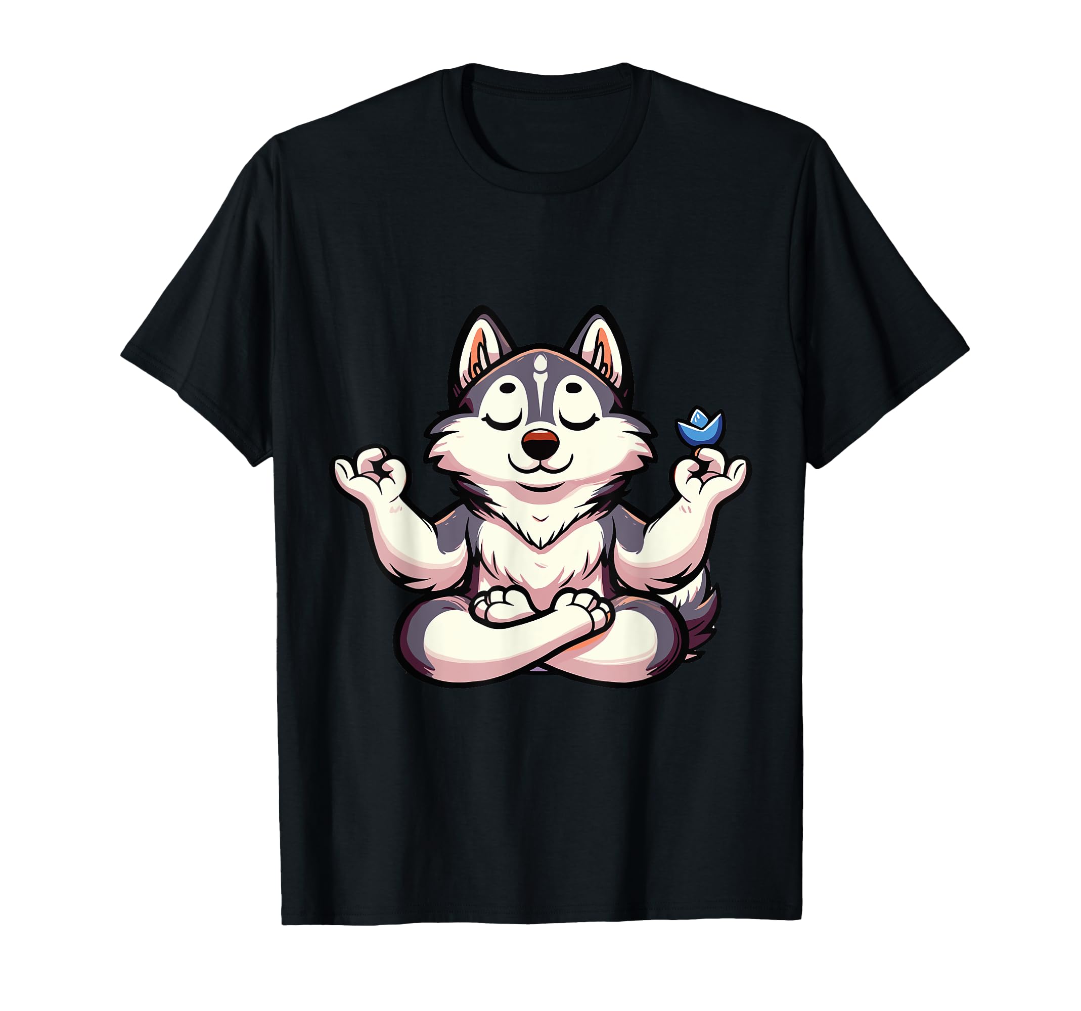 Meditation Huskey Yoga Pose Relaxing Animal T-Shirt - Trendy Graphic Unisex - T-Shirt, Sweatshirt, Hoodie