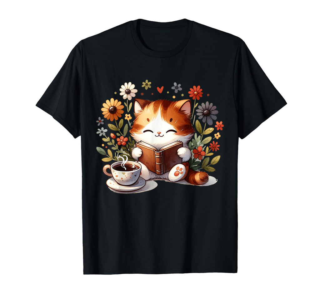 Just Who Loves Books Cats And Coffee T-Shirt - Trendy Graphic Men Women - T-Shirt, Sweatshirt, Hoodie
