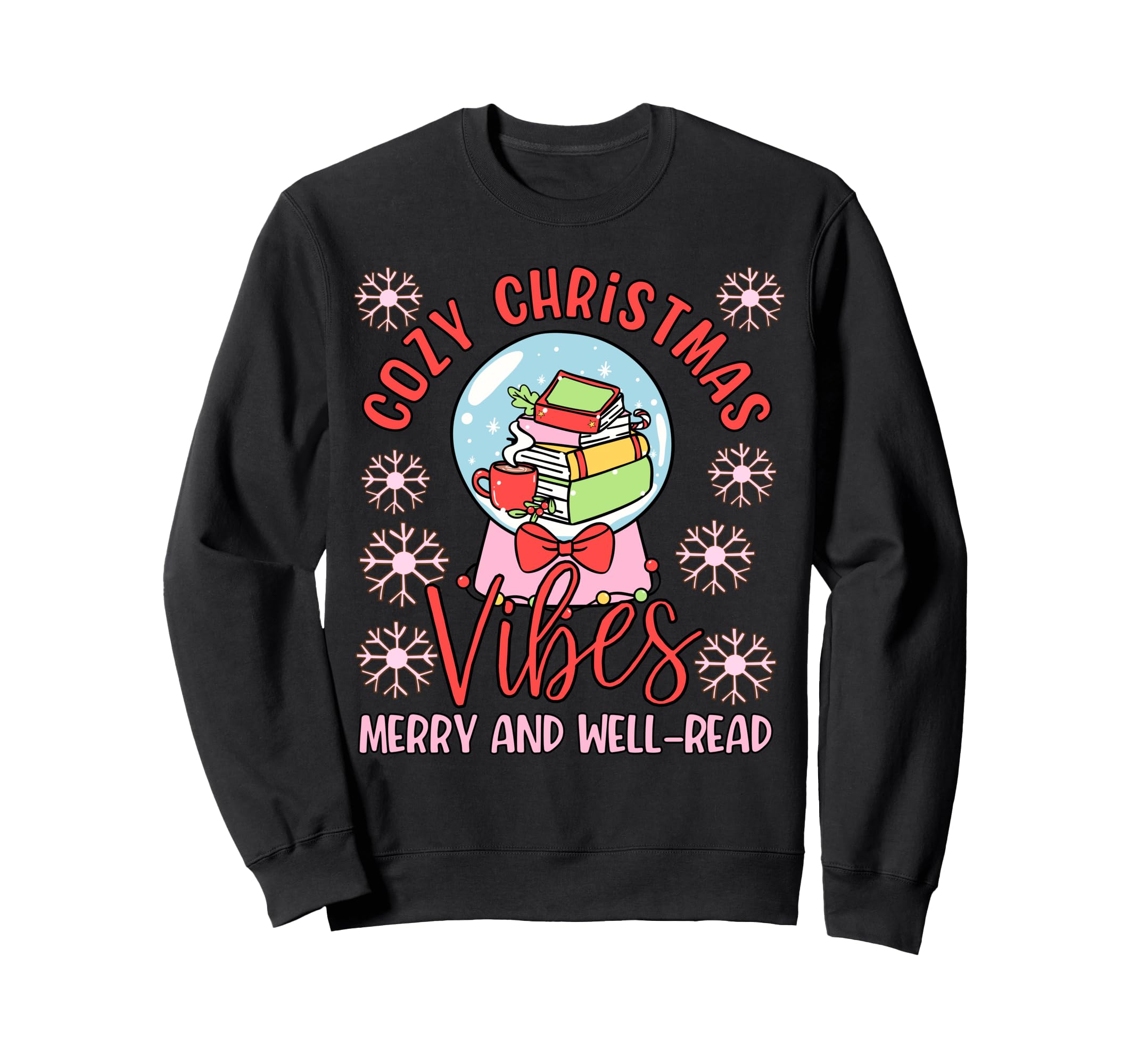 Cozy Vibes Snow Globe And Books Sweatshirt - Streetwear Style for Adults - T-Shirt, Sweatshirt, Hoodie