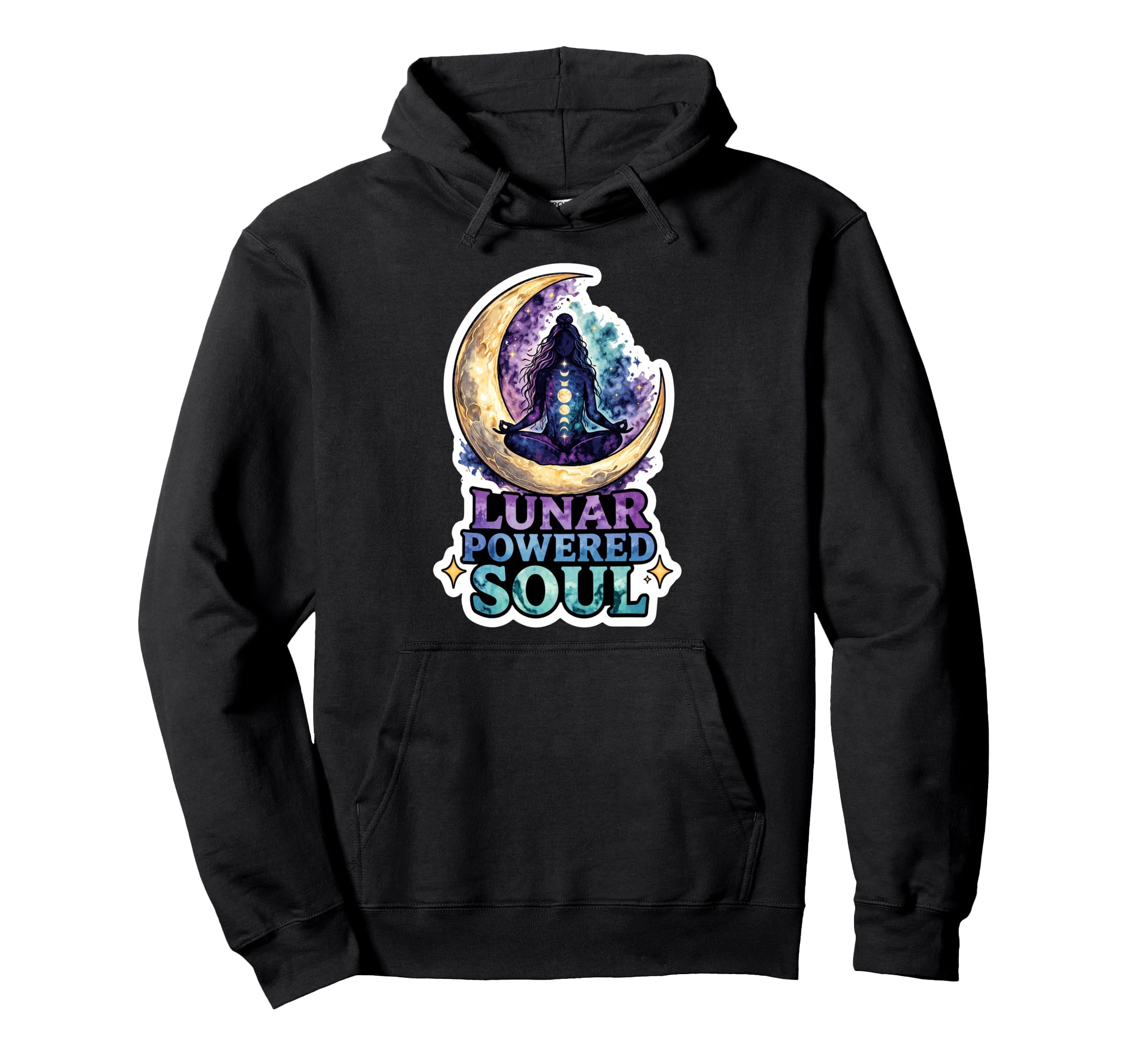 Moon Meditation Lunar Mindfulness Hoodie - Trendy Graphic Men Women - T-Shirt, Sweatshirt, Hoodie