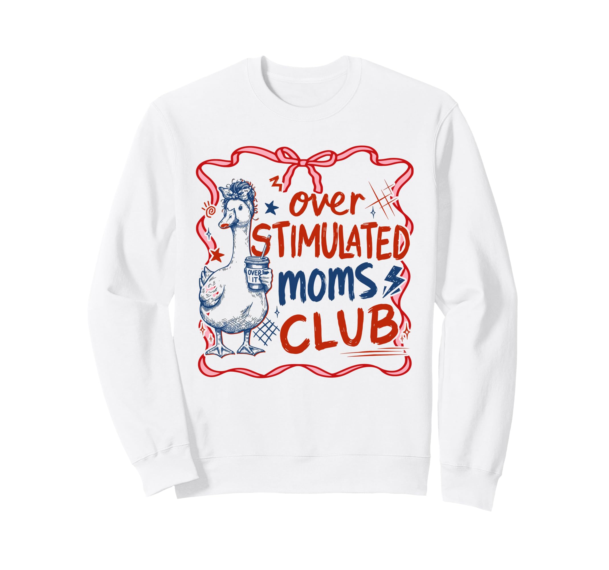 Coquette Overstimulated Moms Club Sweatshirt - Minimalist Print Men Women - T-Shirt, Sweatshirt, Hoodie