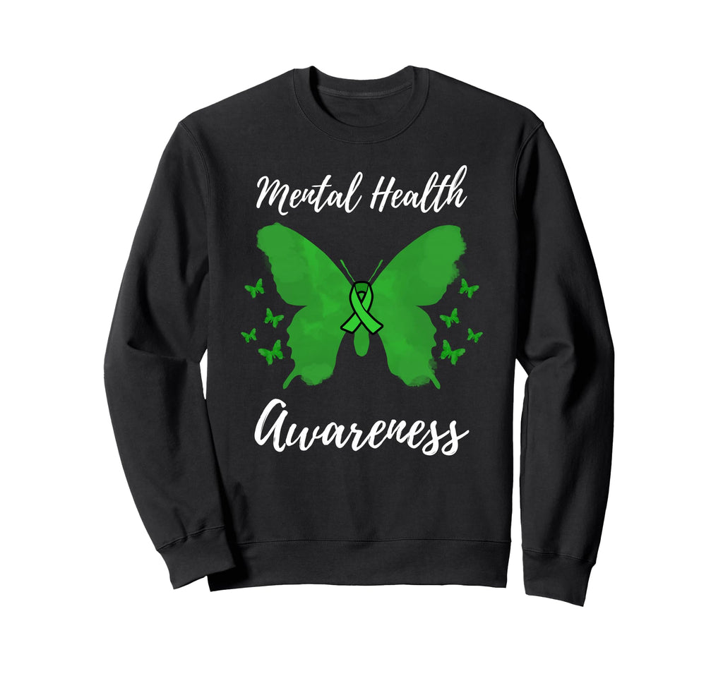Green Ribbon Mental Health Sweatshirt - Custom Art Print for Adults - T-Shirt, Sweatshirt, Hoodie