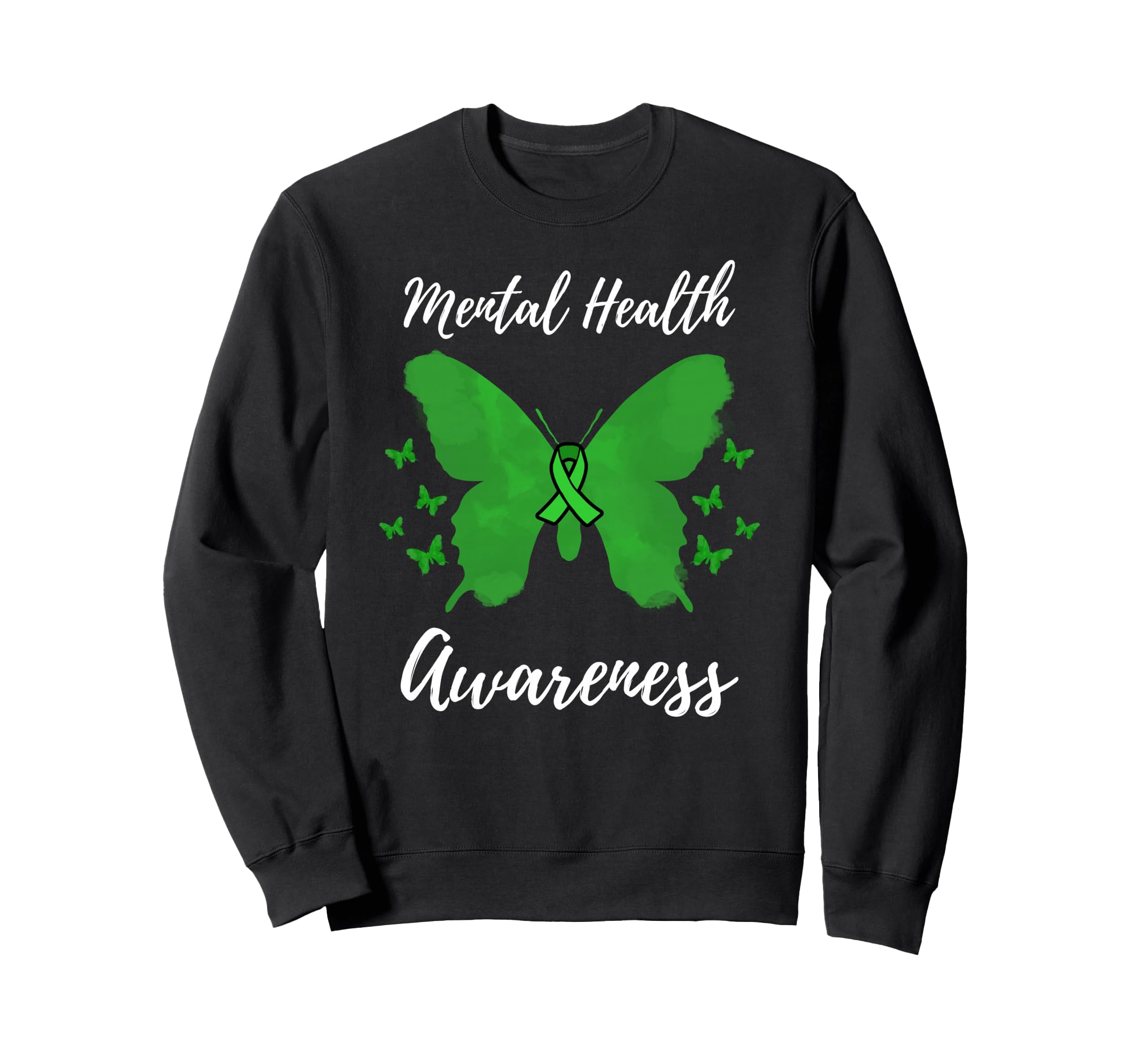 Green Ribbon Mental Health Sweatshirt - Custom Art Print for Adults - T-Shirt, Sweatshirt, Hoodie