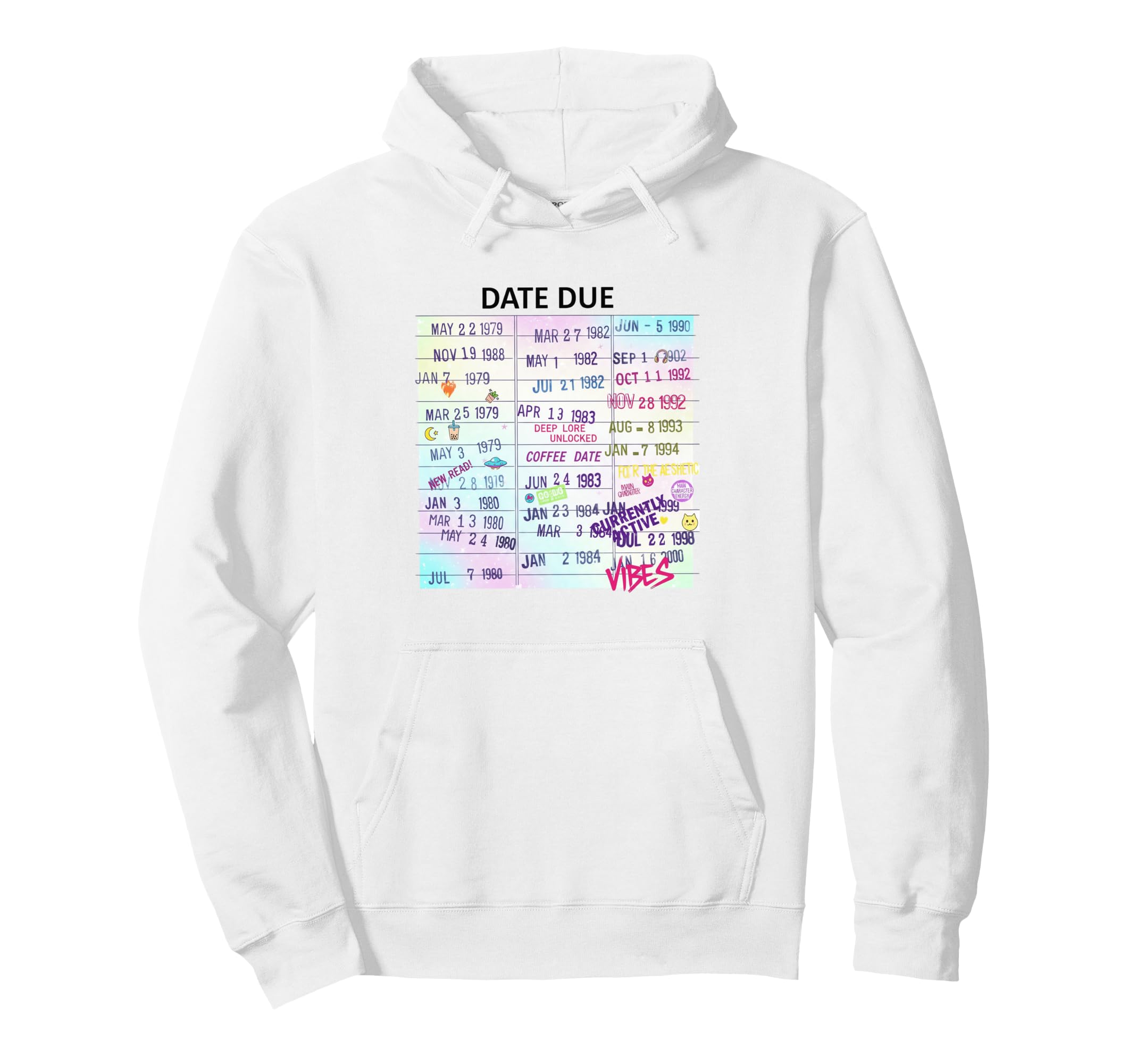 Library Date Due Card Librarian Hoodie - Novelty Apparel for Adults - T-Shirt, Sweatshirt, Hoodie