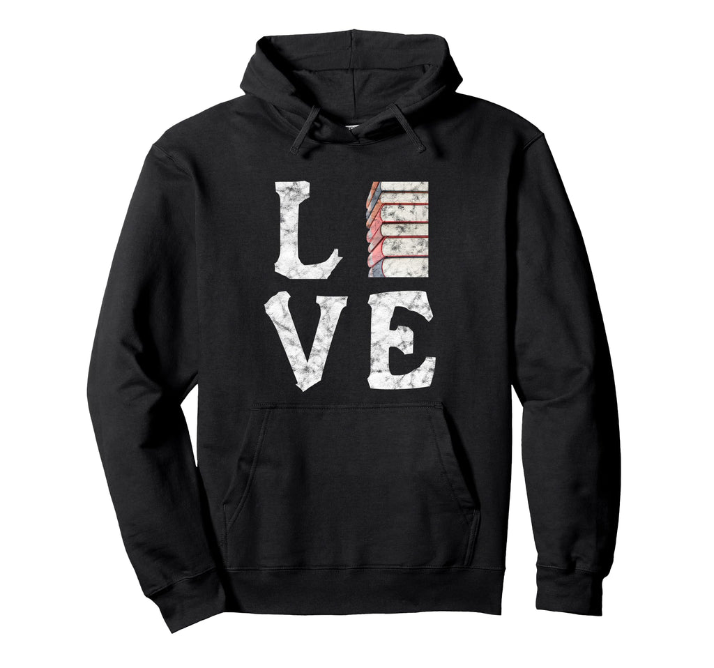 Love Books Book Stack Nerd Literary Hoodie - Custom Art Print Men Women - T-Shirt, Sweatshirt, Hoodie